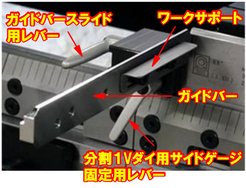 けだまページ 特徴 | 分割1Vダイ用サイドゲージ | 曲げ精度対策 | ベンディング金型